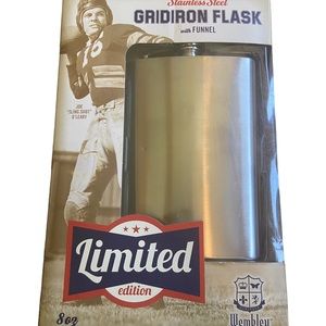 New Gridiron Stainless Steel Flask with funnel 8oz Football Tailgating